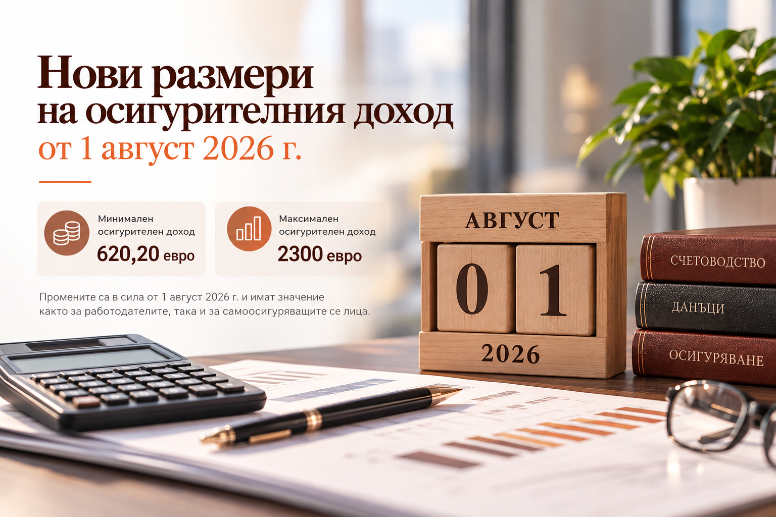 Нови размери на осигурителния доход от 1 август 2026 г.