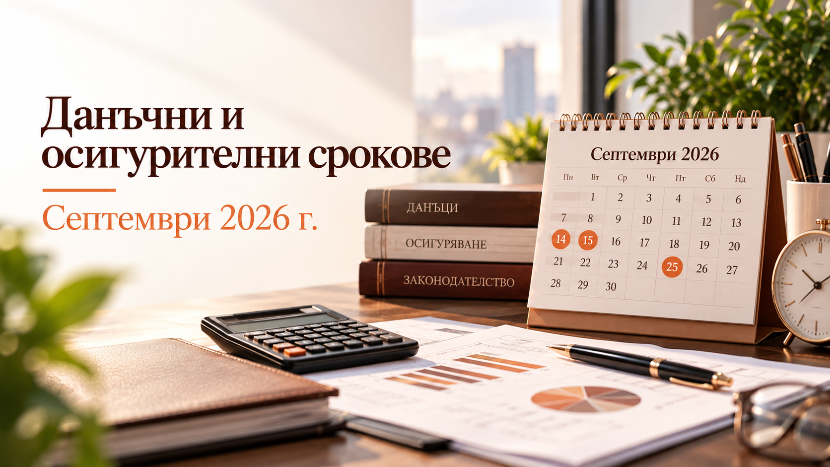 Данъчни и осигурителни срокове през септември 2026 г.
